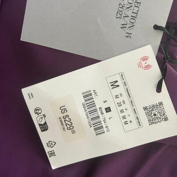 ZARA WOMAN NWT FW23 STRAPLESS PANELLED DRESS LIMITED EDITION AUBERGINE 8248/754 - Picture 12 of 16